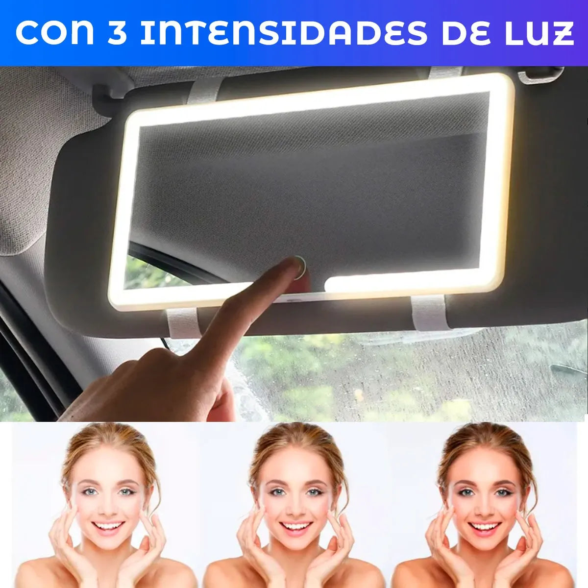VanityClip | Espejo LED para auto, belleza donde sea.