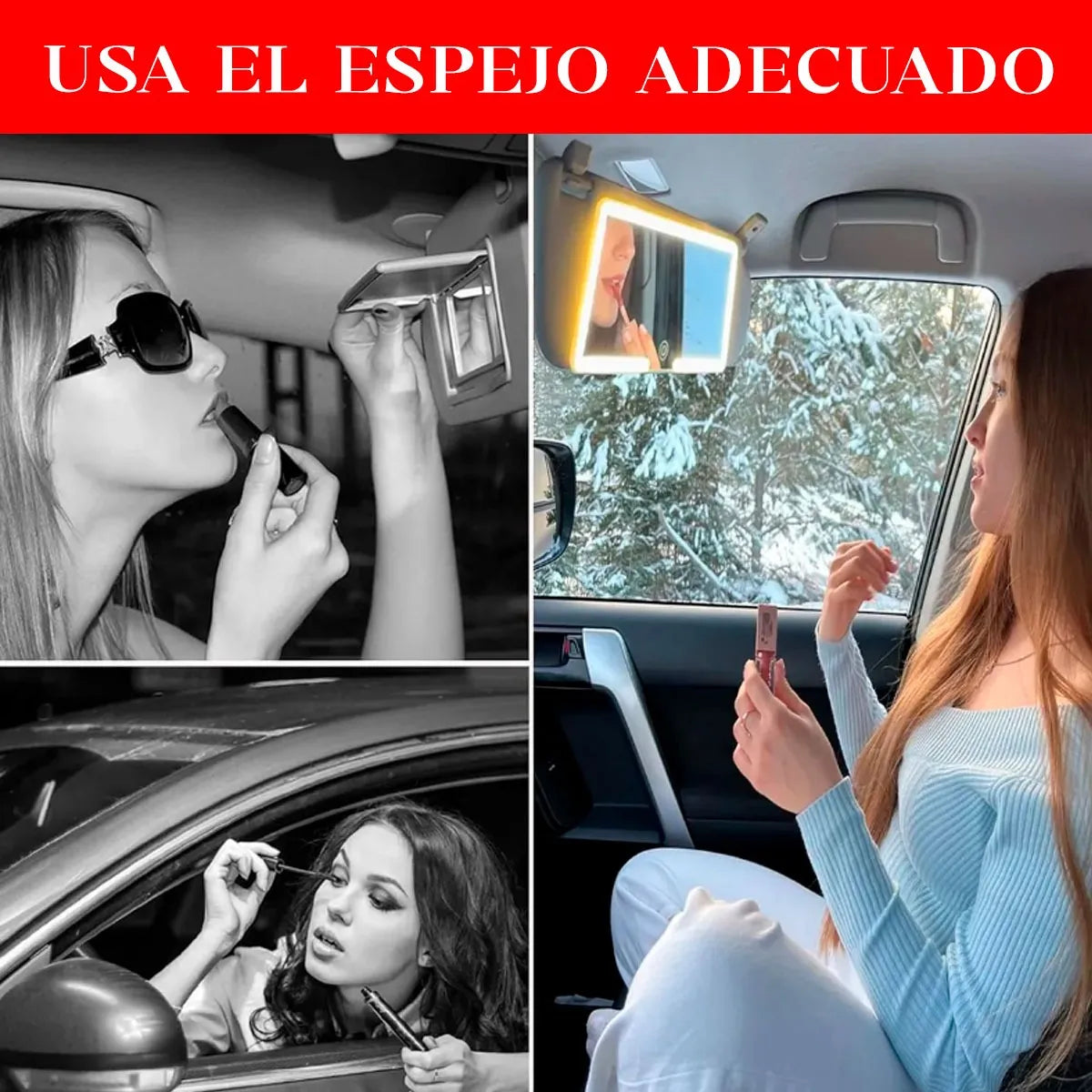 VanityClip | Espejo LED para auto, belleza donde sea.