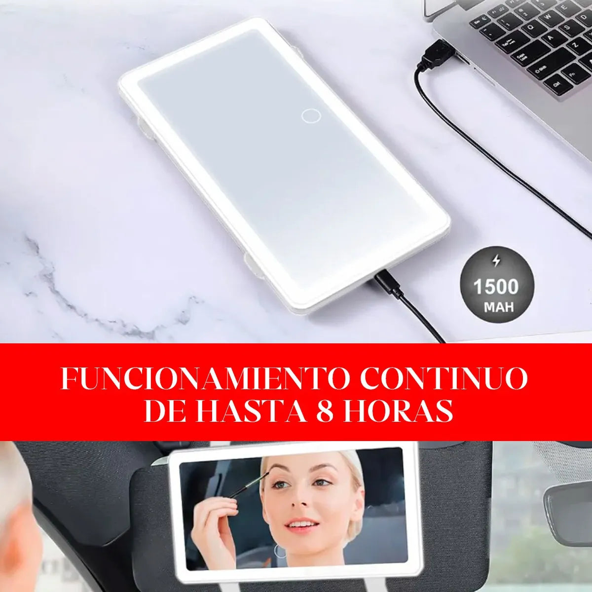 VanityClip | Espejo LED para auto, belleza donde sea.