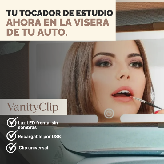 VanityClip | Espejo LED para auto, belleza donde sea.